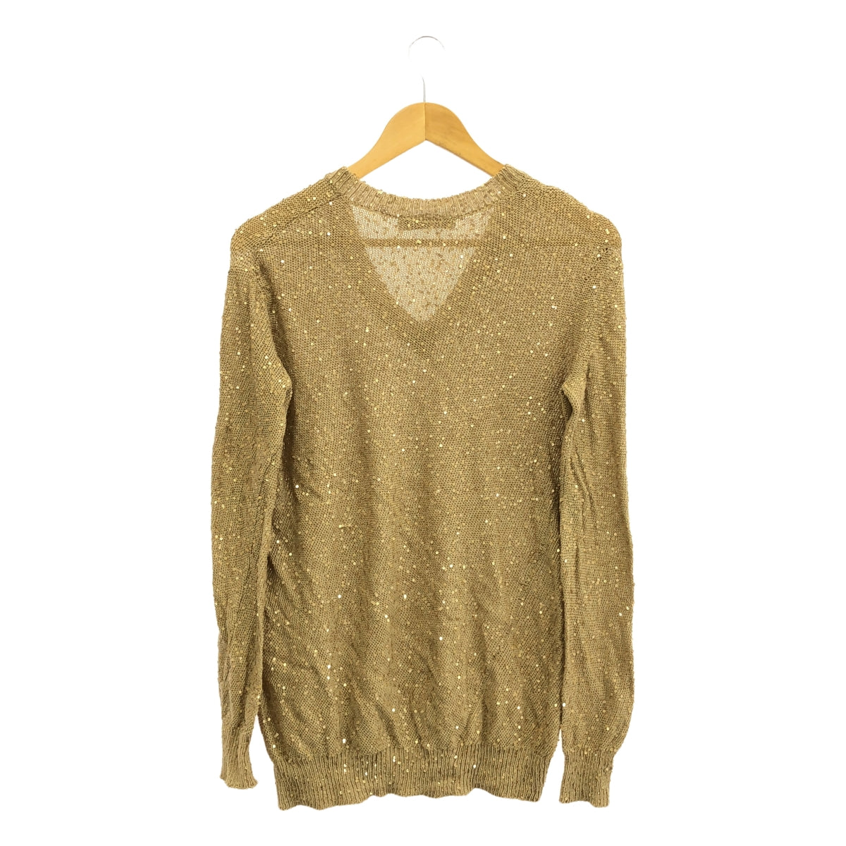 STELLA McCARTNEY / ステラマッカートニー | スパンコールVネックニット | 40 | ベージュ | レディース