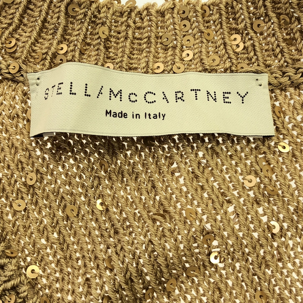 STELLA McCARTNEY / ステラマッカートニー | スパンコールVネックニット | 40 | ベージュ | レディース