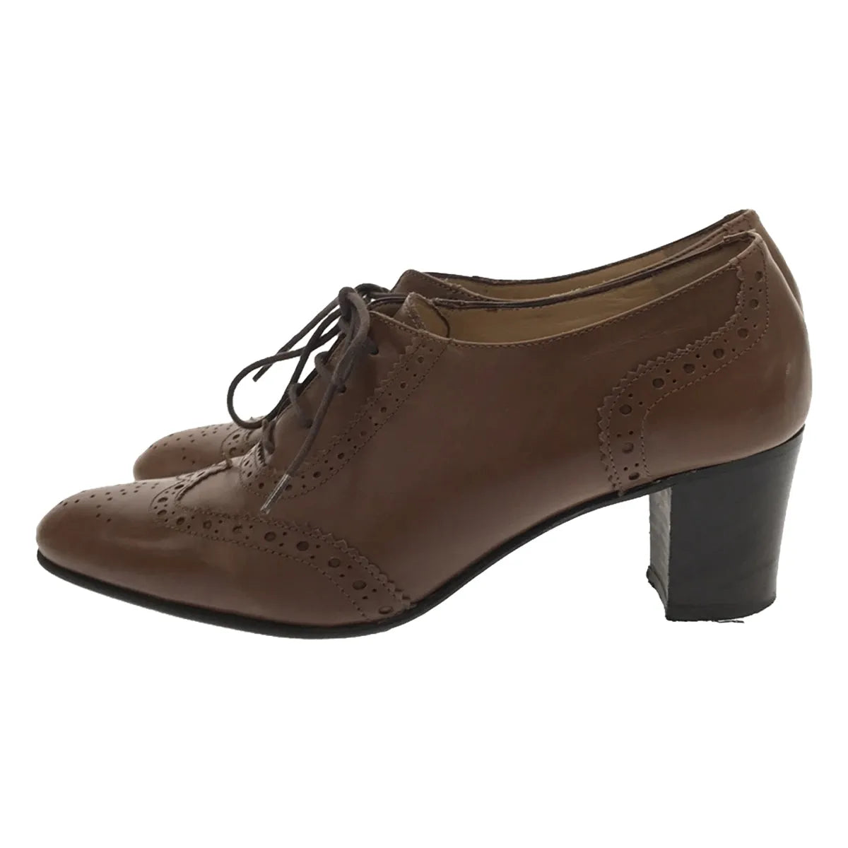 Luca Grossi / ルカグロッシ | ウイングチップ ヒール シューズ | 34 1/2 | ブラウン | レディース