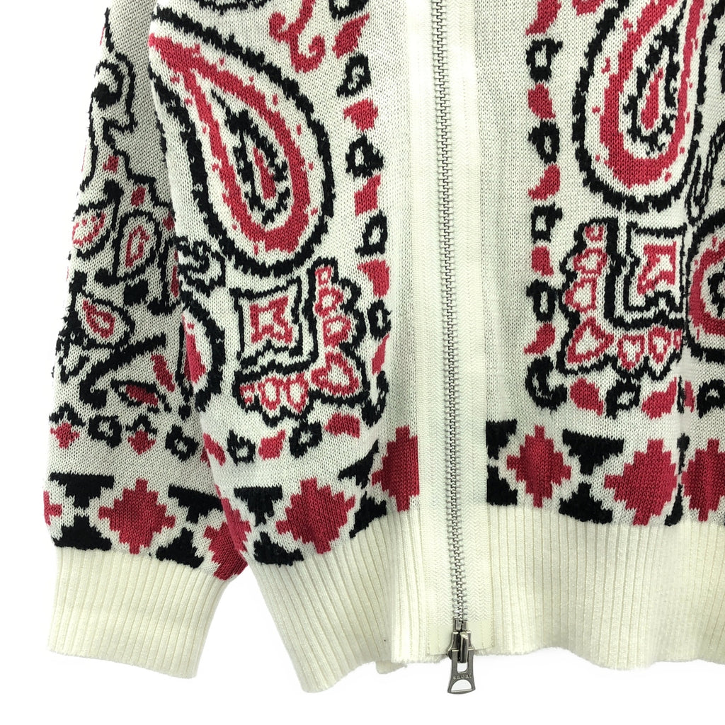 sacai / 사카이 | 2022SS | Bandana Knit Blouson 반다나 무늬 자가드 니트 블루존 | 2 | 화이트 | 남성