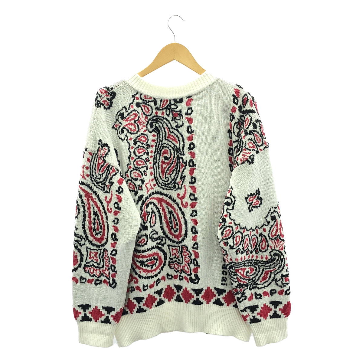 sacai / 사카이 | 2022SS | Bandana Knit Blouson 반다나 무늬 자가드 니트 블루존 | 2 | 화이트 | 남성