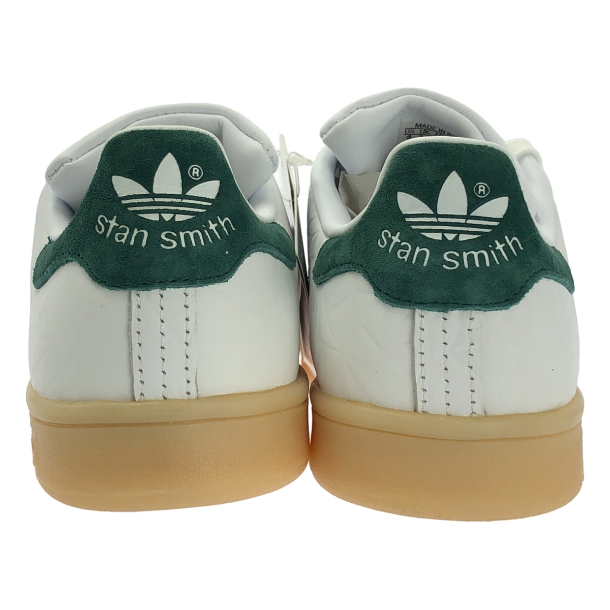 [狀況極佳] 阿迪達斯 Originals Stan Smith 鱷魚壓紋低筒運動鞋 (S82253) | 尺寸 22 | 白色/綠色 | 女款