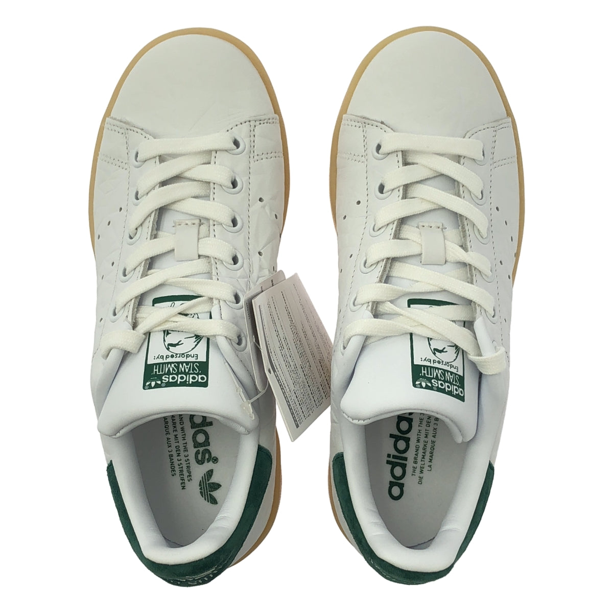[狀況極佳] 阿迪達斯 Originals Stan Smith 鱷魚壓紋低筒運動鞋 (S82253) | 尺寸 22 | 白色/綠色 | 女款