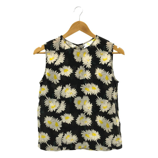 EQUIPMENT | Silk floral print back-open sleeveless blouse | XS | Black | Women's