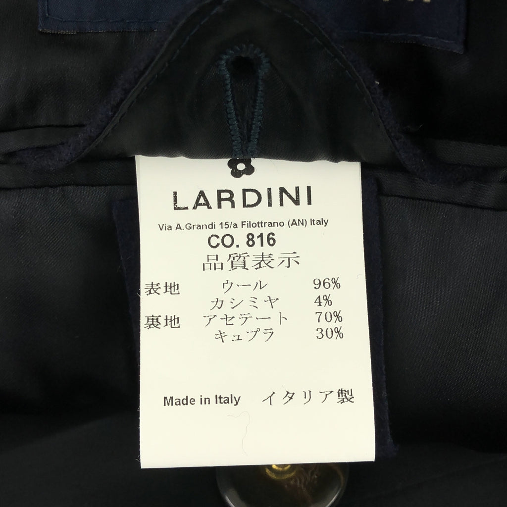 【美品】  LARDINI / ラルディーニ | 2024AW | シャドウストライプ ワイドラペル チェスターコート | 46 | ネイビー | メンズ