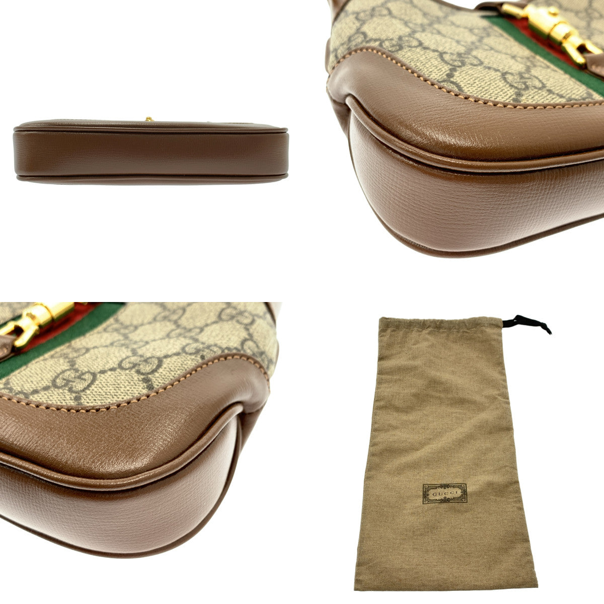 【美品】  GUCCI / グッチ | 2way ショルダー付き GGスプリーム ジャッキー 1961 ハンドルバッグ | ベージュ/ブラウン | レディース