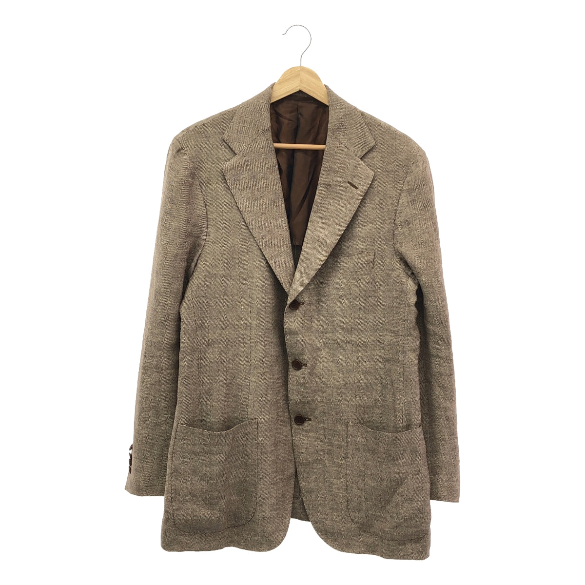 Sartorio | Linen Herringbone 3B Tailored Jacket | 46 | Brown | Men's