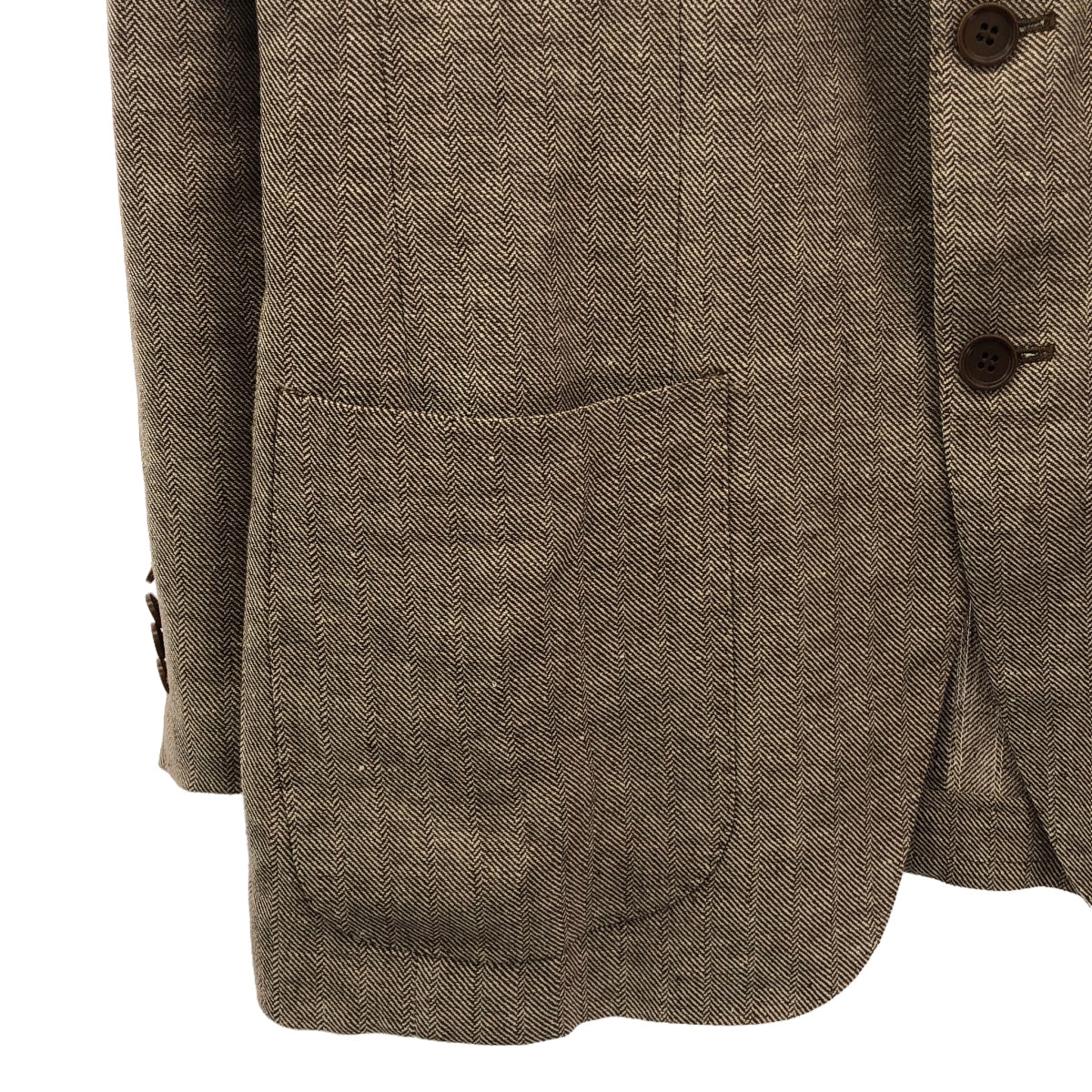 Sartorio | Linen Herringbone 3B Tailored Jacket | 46 | Brown | Men's