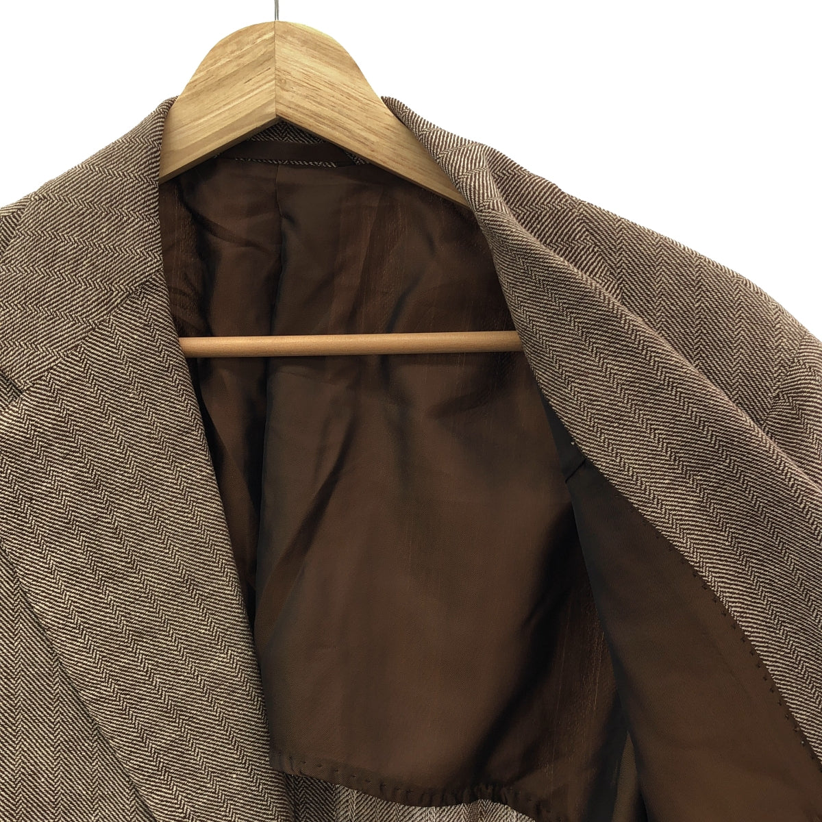 Sartorio | Linen Herringbone 3B Tailored Jacket | 46 | Brown | Men's