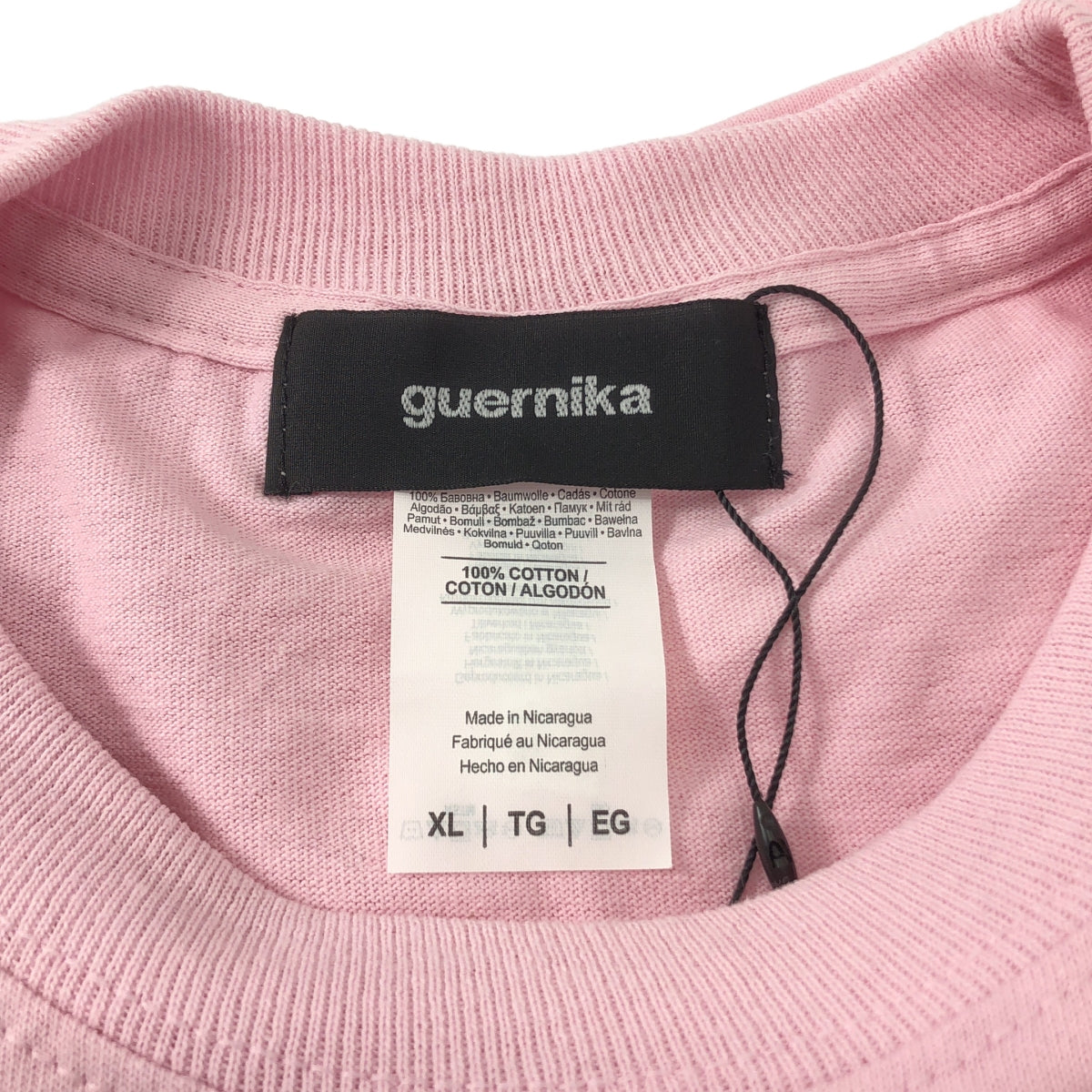 [新品] guernika | 後背刺繡標誌印花長袖T卹，男女通用 | XL | 粉紅色 | 男款