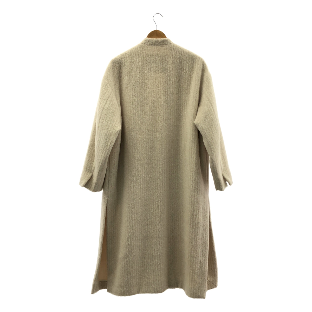ATON / エイトン | アルパカ ウール シャギー ノーカラー ロングコート