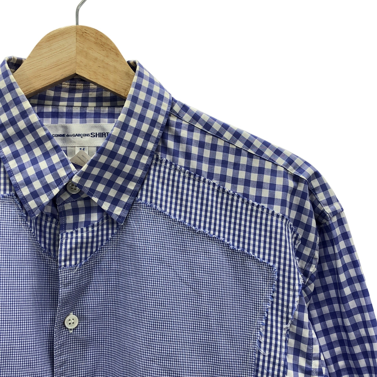 COMME des GARCONS SHIRT / 콤데 갤슨 셔츠 | 2009SS | 전면 패치 워크 깅엄 체크 코튼 셔츠 | M | 남성