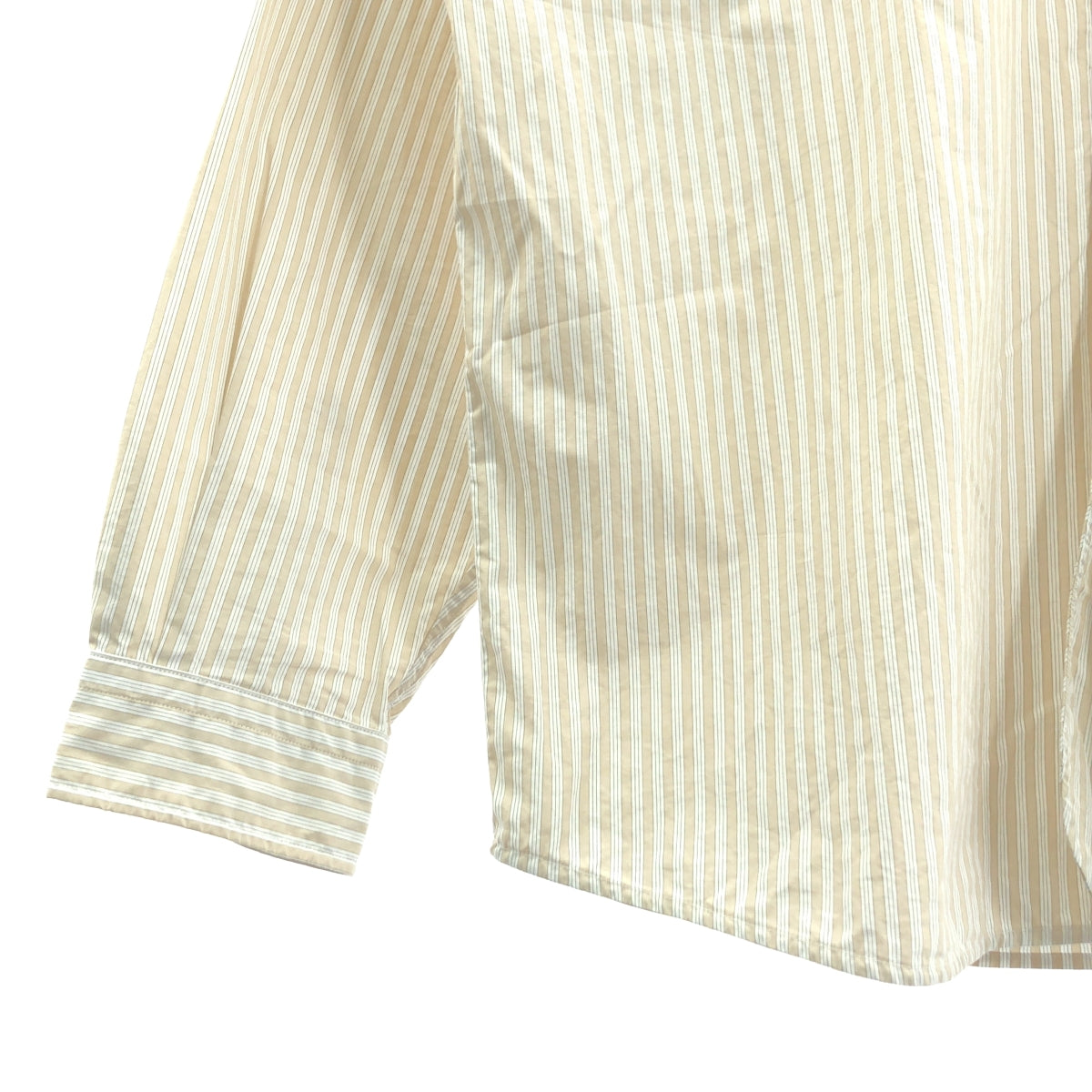 ORCIVAL / 오티발 | Typewriter Band Collar Shirt 타자기 밴드 컬러 스트라이프 셔츠 | 3 | 베이지 / 화이트 | 남성