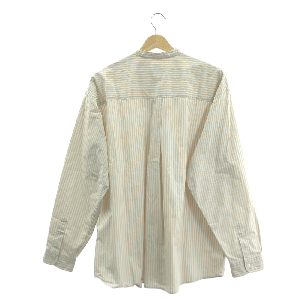ORCIVAL / オーチバル | Typewriter Band Collar Shirt タイプライター バンドカラー ストライプ シャツ | 3 | ベージュ / ホワイト | メンズ