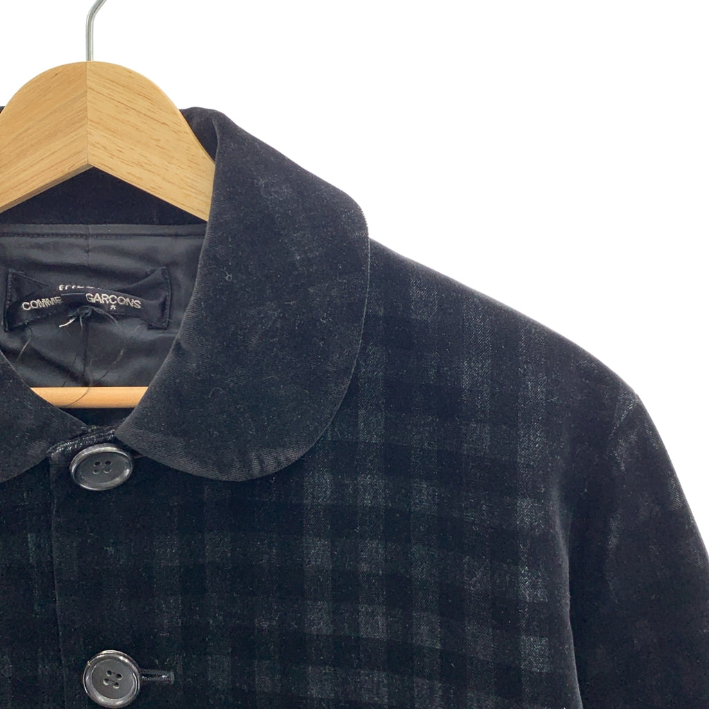 tricot COMME des GARCONS / 트리코콤 데 갤슨 | 2014AW | 라운드 컬러 벨루어 체크 싱글 재킷 | M | 여성