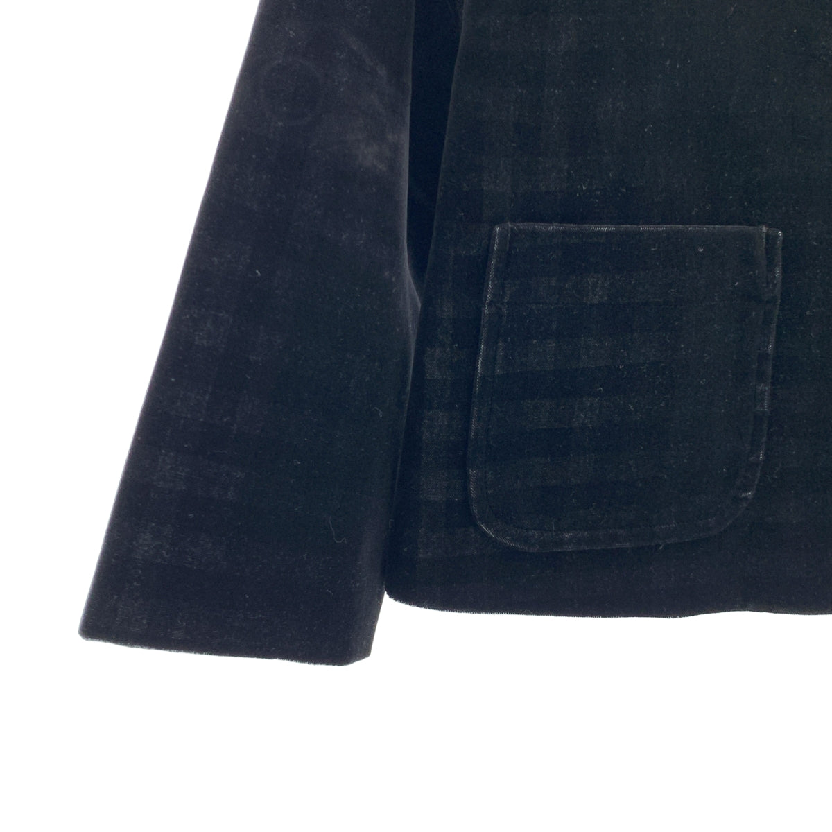 tricot COMME des GARCONS / 트리코콤 데 갤슨 | 2014AW | 라운드 컬러 벨루어 체크 싱글 재킷 | M | 여성