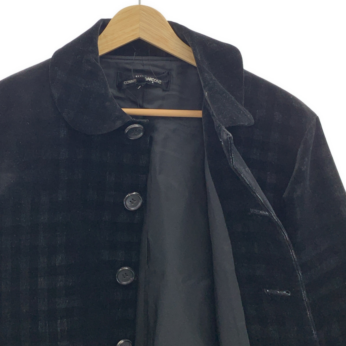 tricot COMME des GARCONS / 트리코콤 데 갤슨 | 2014AW | 라운드 컬러 벨루어 체크 싱글 재킷 | M | 여성