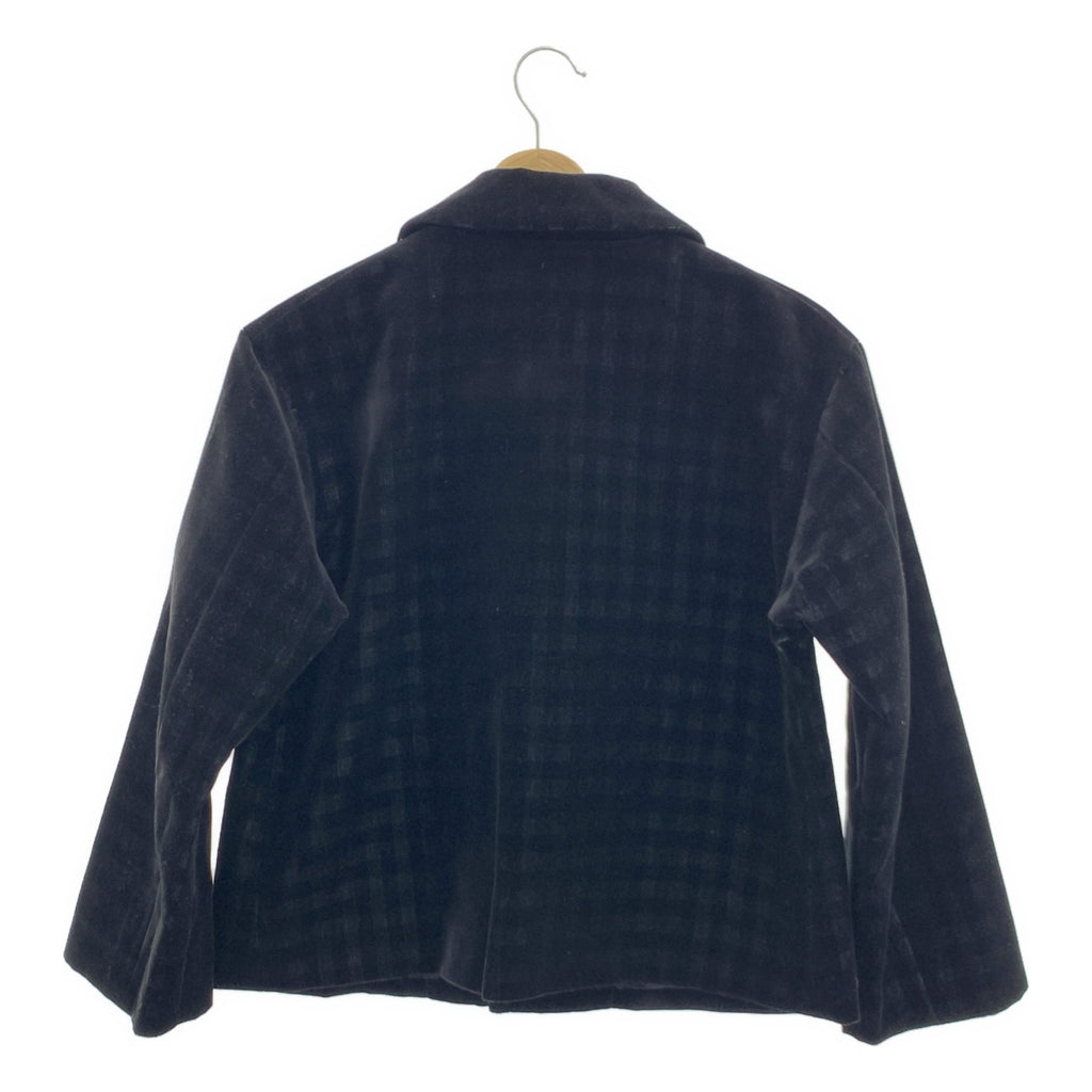 tricot COMME des GARCONS / 트리코콤 데 갤슨 | 2014AW | 라운드 컬러 벨루어 체크 싱글 재킷 | M | 여성