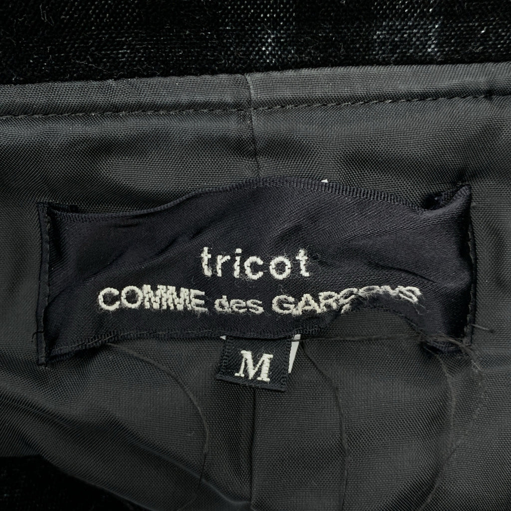 tricot COMME des GARCONS / 트리코콤 데 갤슨 | 2014AW | 라운드 컬러 벨루어 체크 싱글 재킷 | M | 여성