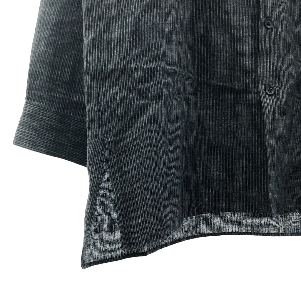 YOHJI YAMAMOTO POUR HOMME / 요우지야마모토풀 옴므 | 2024SS | Double Collar Decorative Button Blouse / 헴프 선염 스트라이프 셔츠 | 2 | 남성
