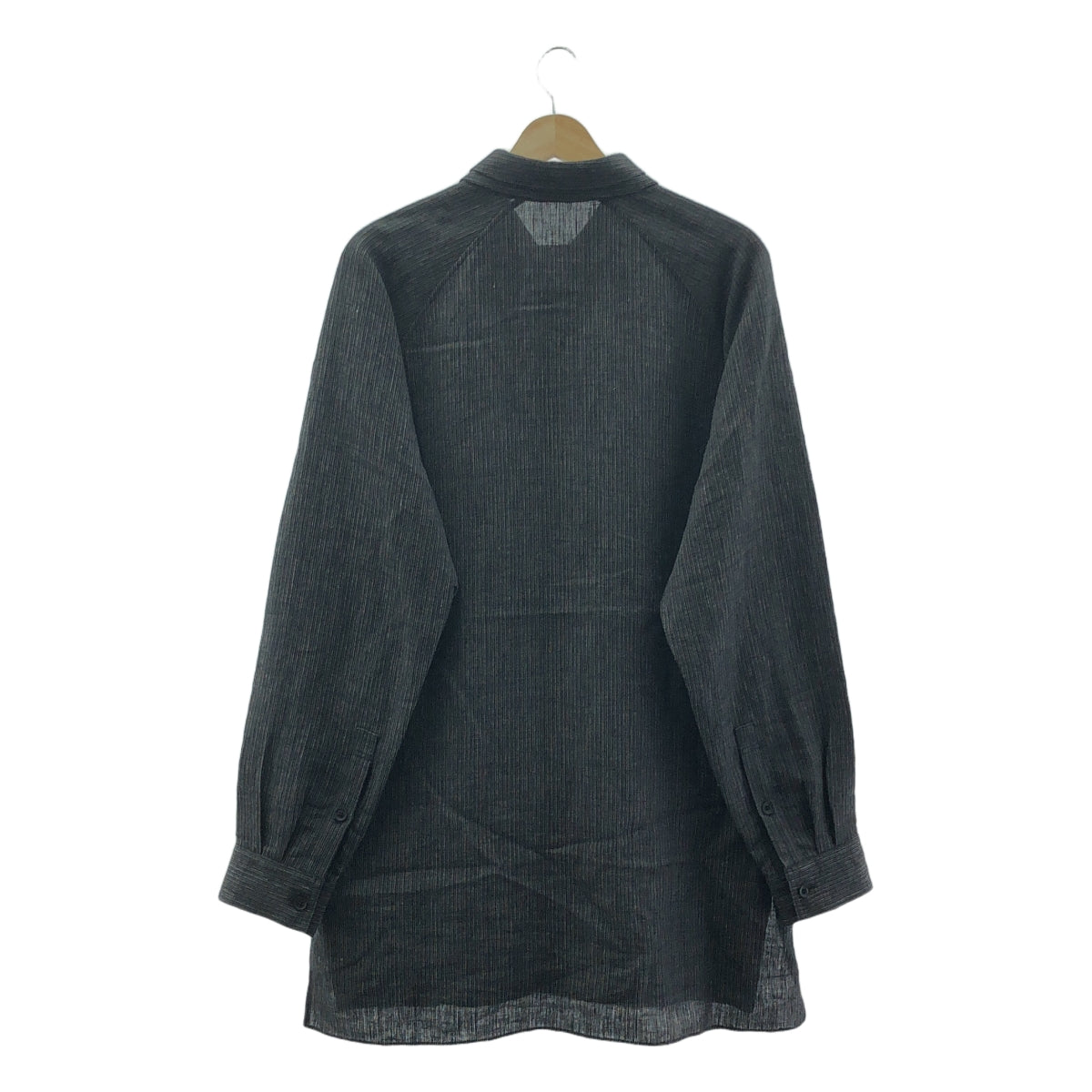YOHJI YAMAMOTO POUR HOMME / 요우지야마모토풀 옴므 | 2024SS | Double Collar Decorative Button Blouse / 헴프 선염 스트라이프 셔츠 | 2 | 남성
