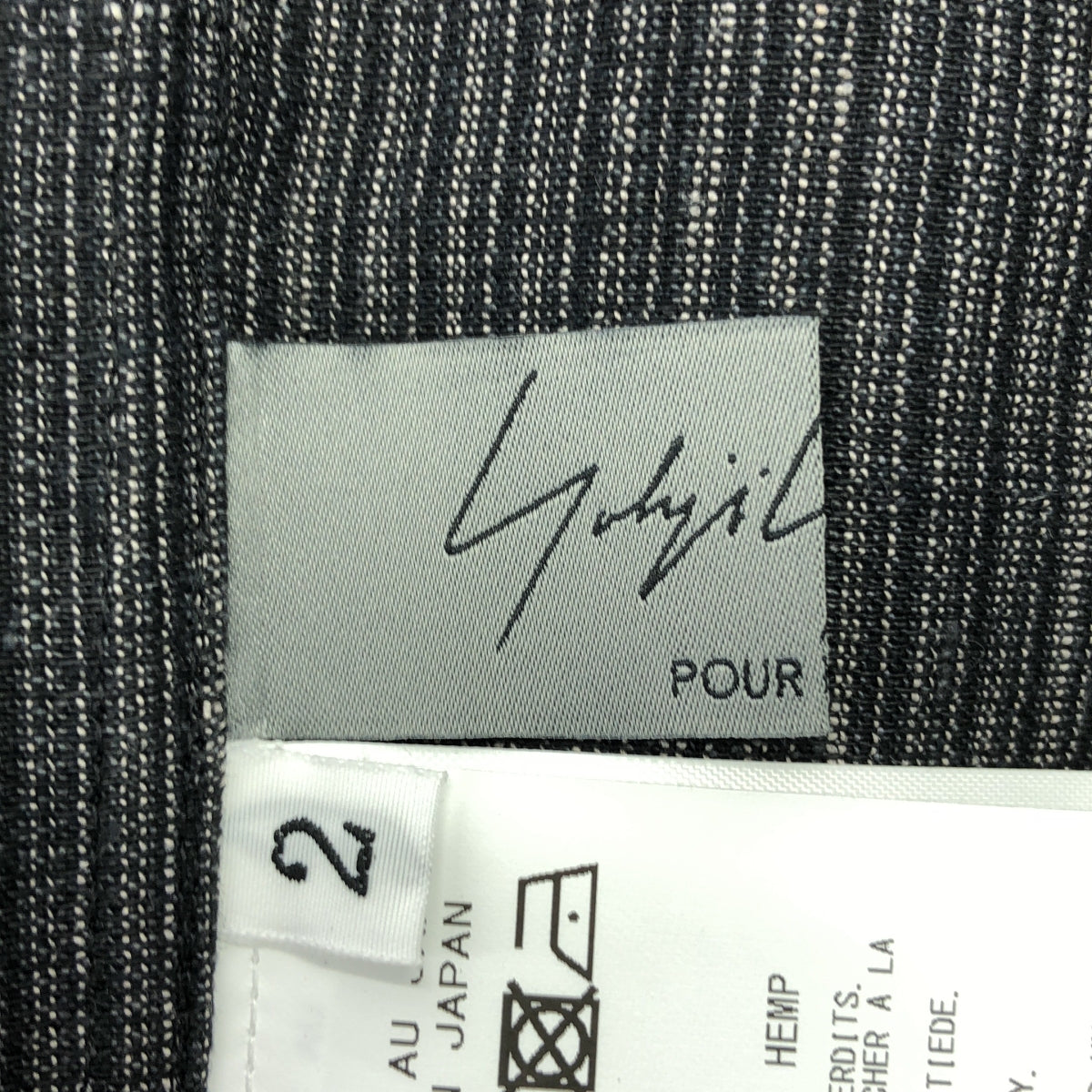 YOHJI YAMAMOTO POUR HOMME / 요우지야마모토풀 옴므 | 2024SS | Double Collar Decorative Button Blouse / 헴프 선염 스트라이프 셔츠 | 2 | 남성