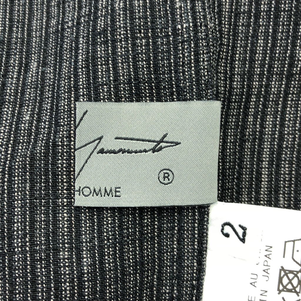 YOHJI YAMAMOTO POUR HOMME / 요우지야마모토풀 옴므 | 2024SS | Double Collar Decorative Button Blouse / 헴프 선염 스트라이프 셔츠 | 2 | 남성