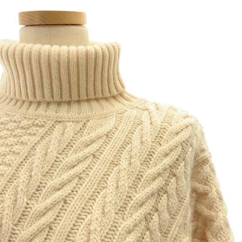6(ROKU) BEAUTY&YOUTH / ロクビューティーアンドユース | WOOL CASHMERE CABLE TURTLE NECK KNIT / ウール カシミヤ アシンメトリー ニット セーター | F | レディース