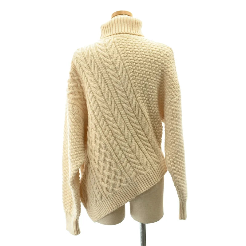 6(ROKU) BEAUTY&YOUTH / ロクビューティーアンドユース | WOOL CASHMERE CABLE TURTLE NECK KNIT / ウール カシミヤ アシンメトリー ニット セーター | F | レディース