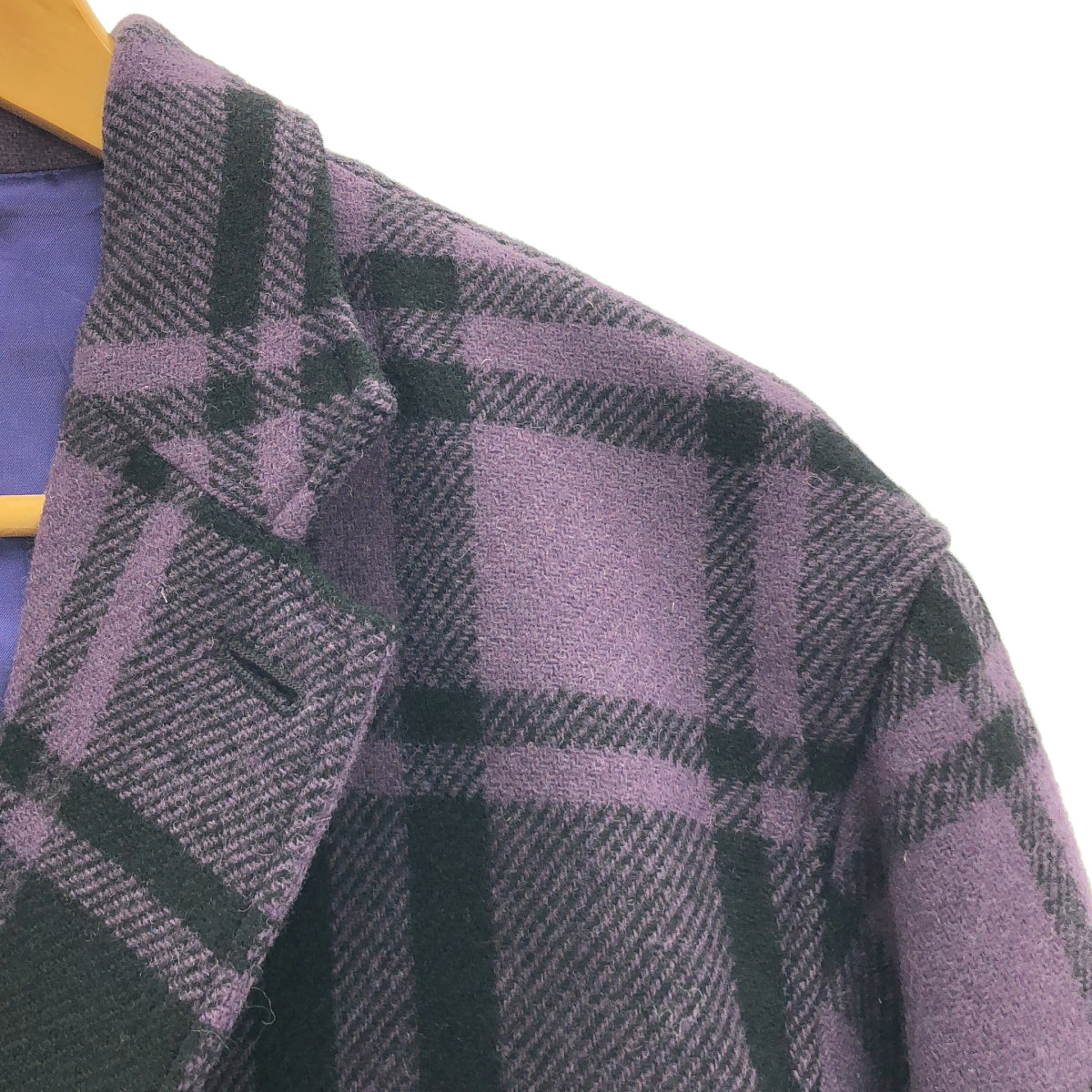 [狀況極佳] Needles | 羊毛格紋休閒外套 | S碼 | 紫色 | 男款