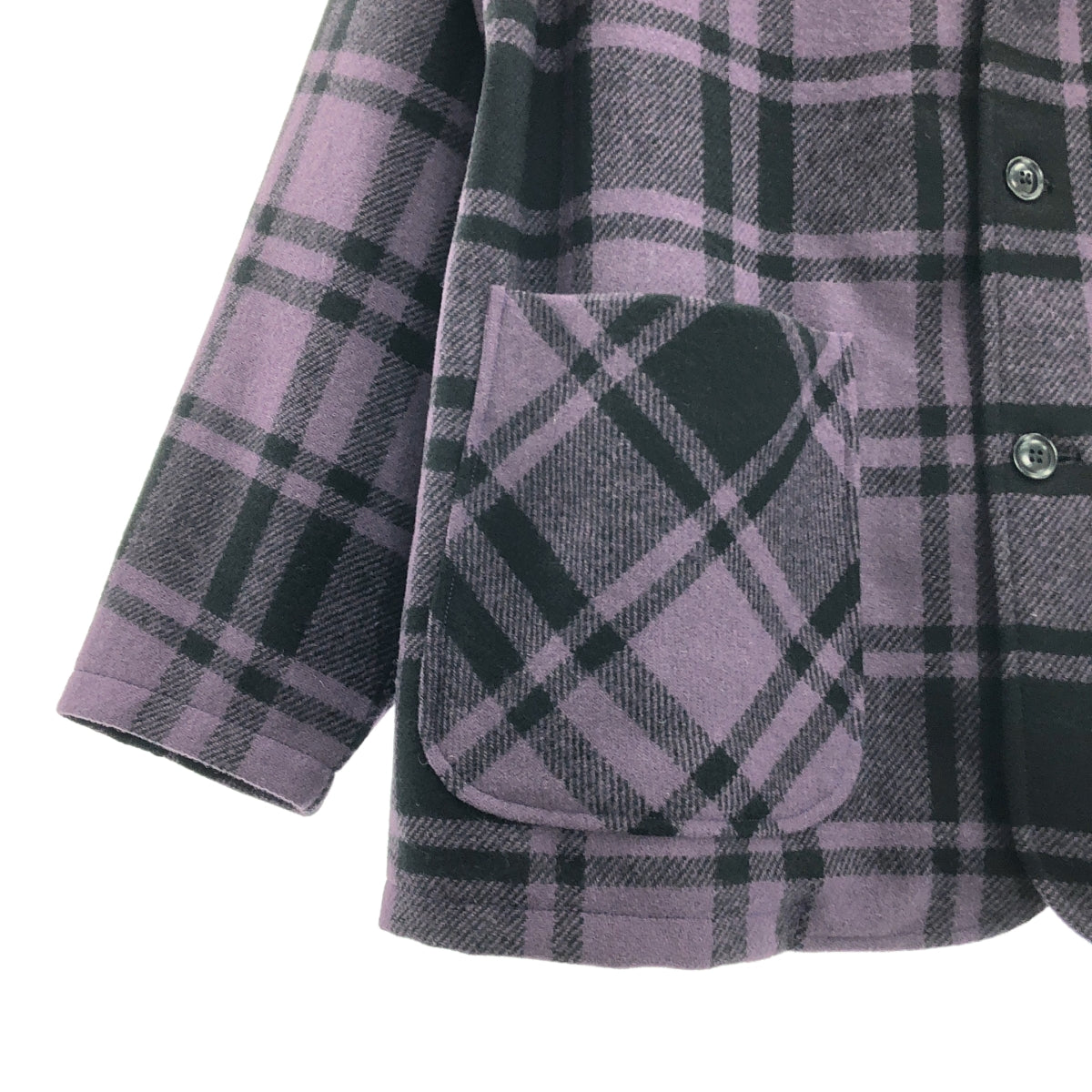 [狀況極佳] Needles | 羊毛格紋休閒外套 | S碼 | 紫色 | 男款