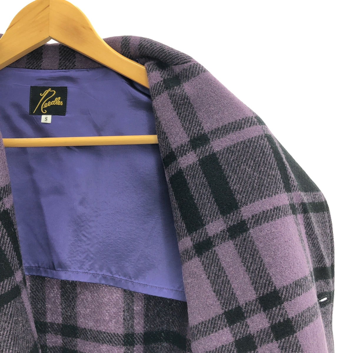 [狀況極佳] Needles | 羊毛格紋休閒外套 | S碼 | 紫色 | 男款