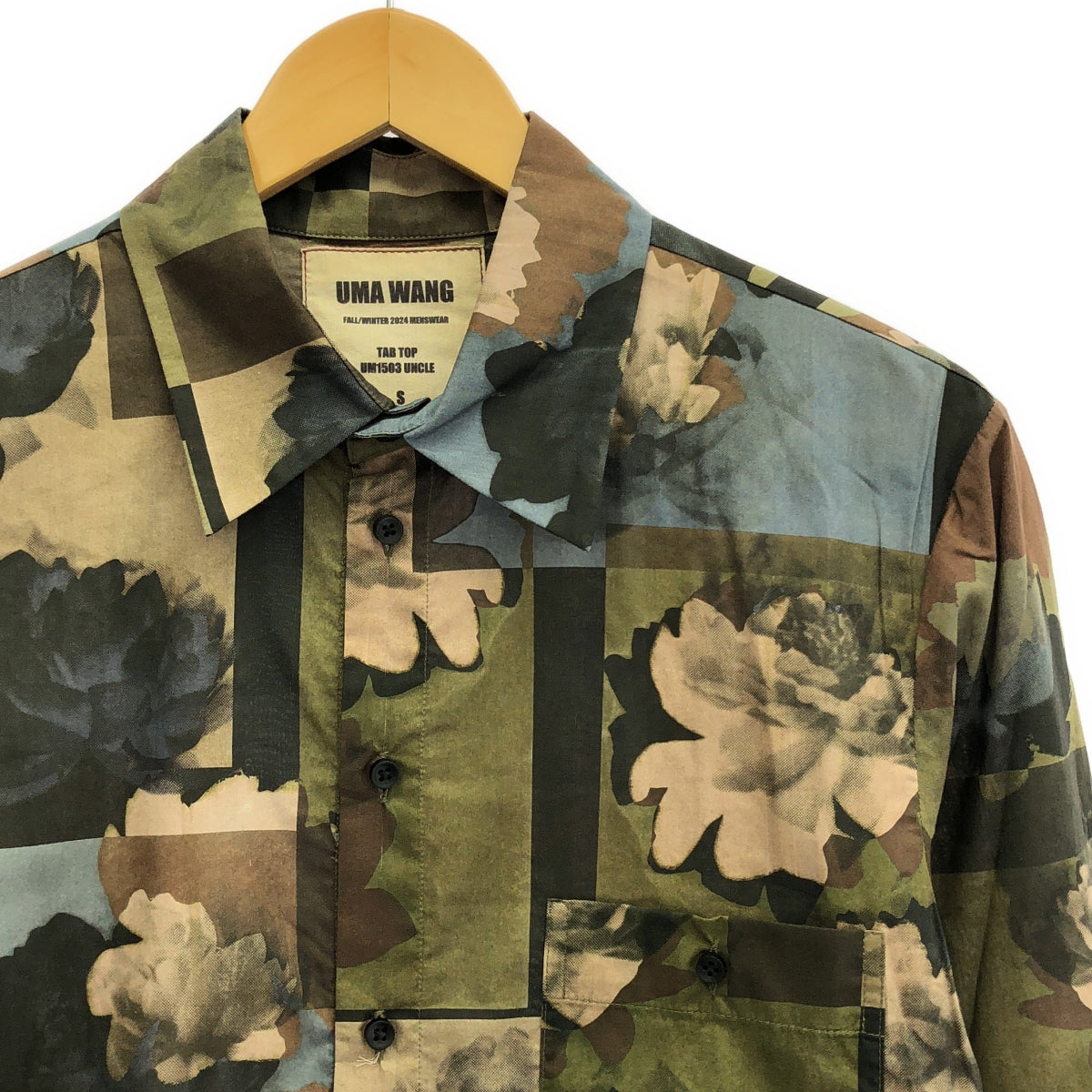 【美品】  UMA WANG / ユマワン | 2024AW | Tab Shirt / 総柄 レギュラーカラー シャツ | S | カーキ/ブラウン/グレー系 | メンズ