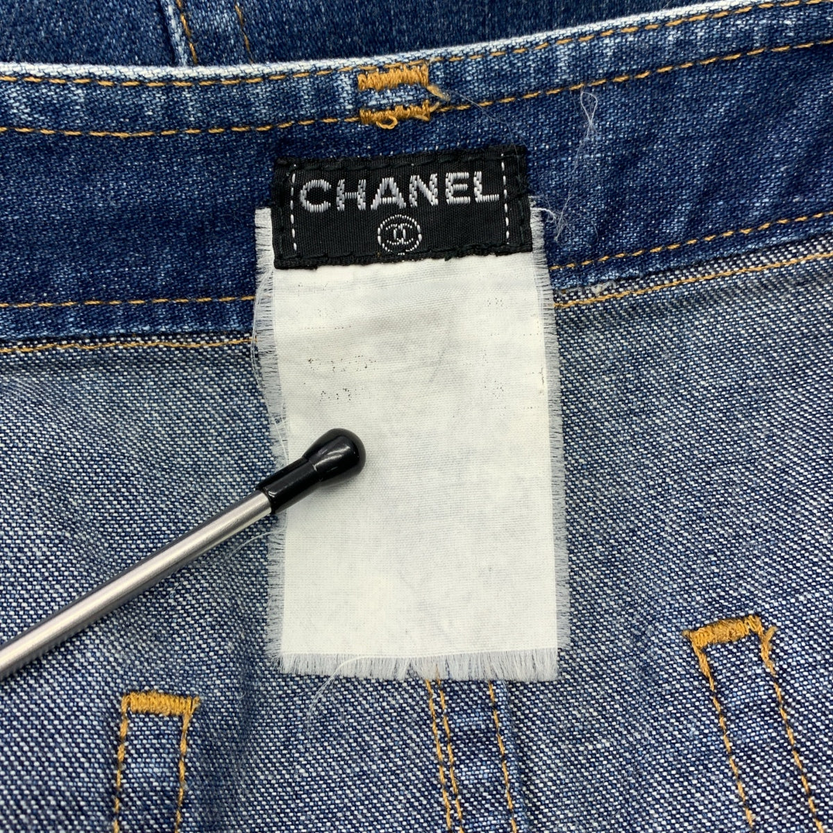 CHANEL / シャネル | ココマークボタン デニム ロングスカート | インディゴ | レディース
