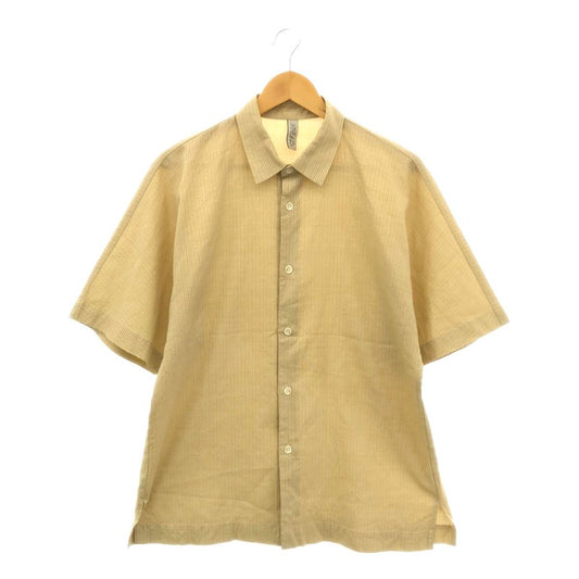 HEALTH / ヘルス | Dolman sleeve shirts ウール シルク ストライプ ドルマンスリーブ 半袖シャツ | M | ベージュ | メンズ