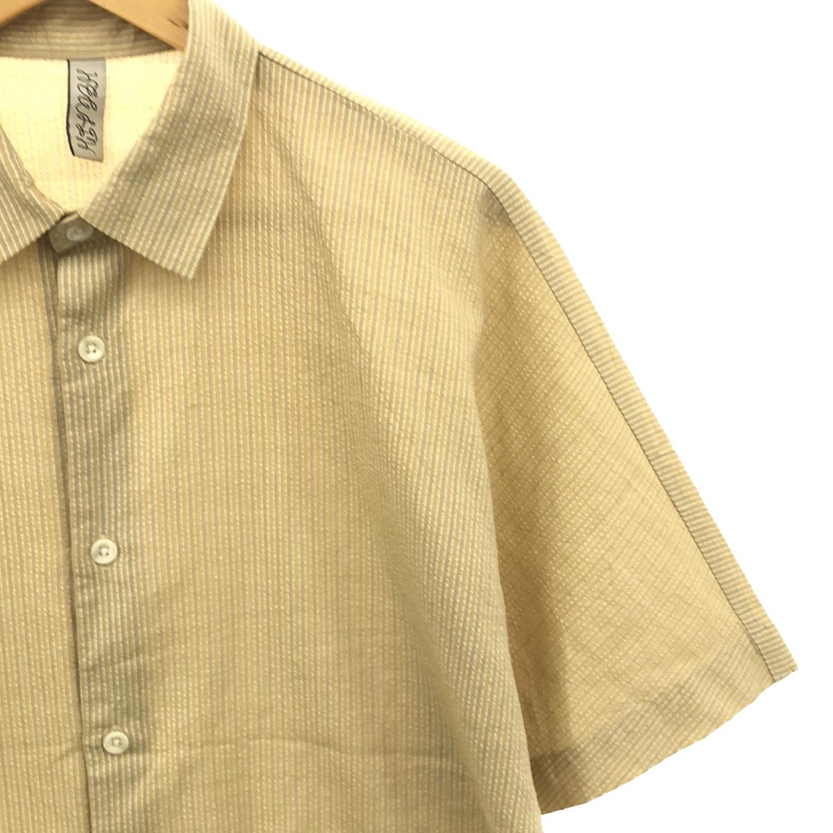 HEALTH | Dolman sleeve shirts Wool silk striped dolman sleeve short sleeve shirt | M | Beige | Men's