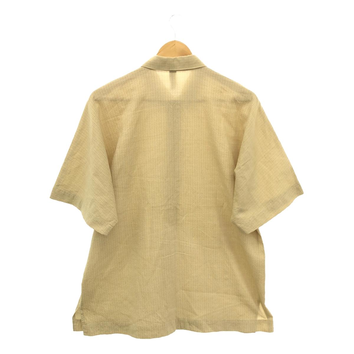 HEALTH | Dolman sleeve shirts Wool silk striped dolman sleeve short sleeve shirt | M | Beige | Men's