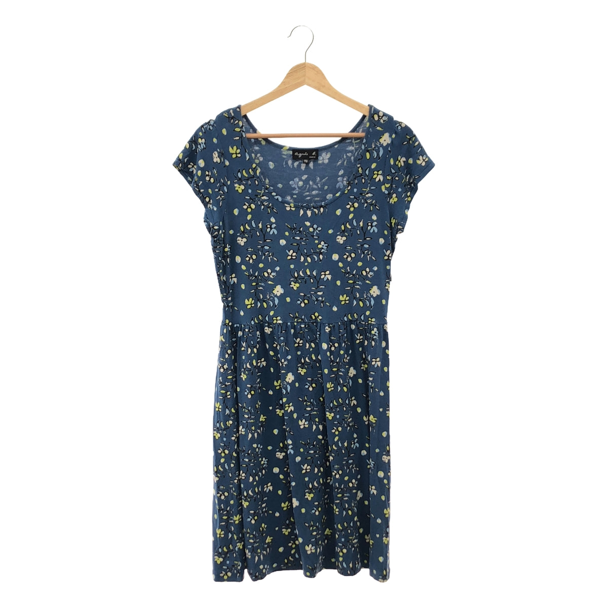 Agnes b. | Rayon all-over print gathered dress | T2 | Blue | Women's