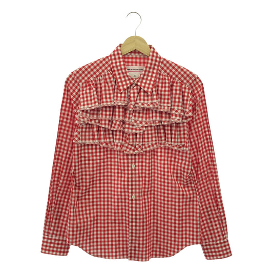 COMME des GARCONS GIRL / 콤데 갤슨 걸 | 2019AW | 체크 개더 프릴 셔츠 | S |