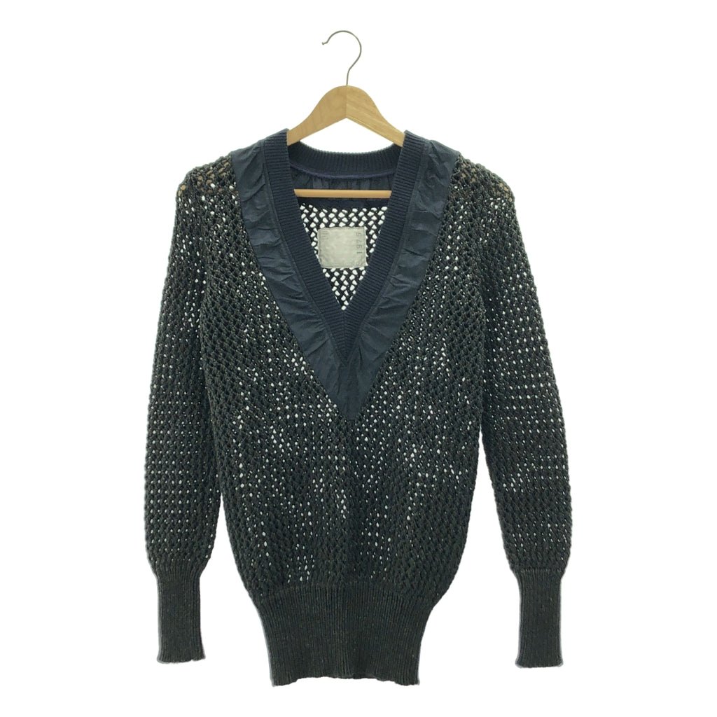 sacai / サカイ | 異素材切替 Vネックニット |
