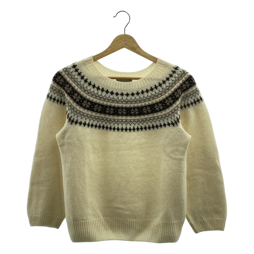 MARGARET HOWELL / マーガレットハウエル | フェアアイル柄 ウール カシミヤ クルーネック ニット | 2 | レディース