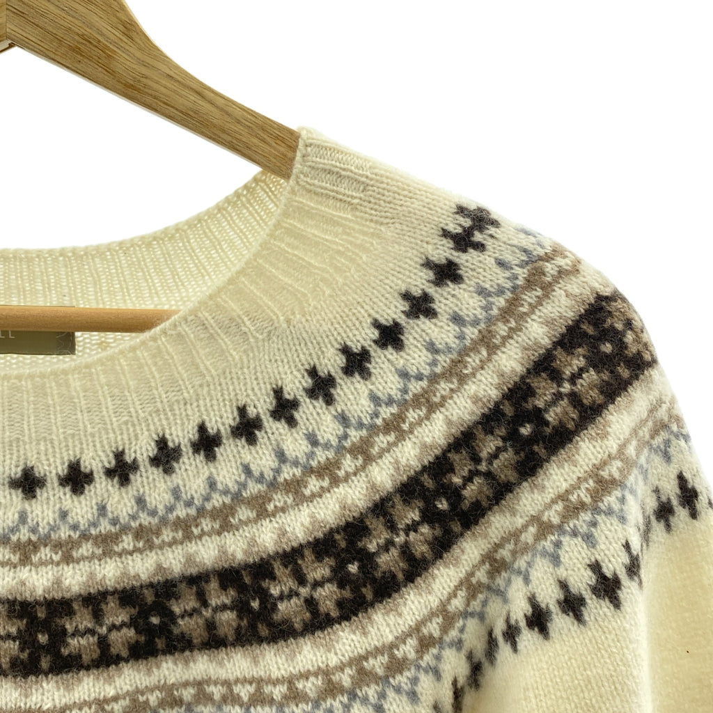 MARGARET HOWELL / マーガレットハウエル | フェアアイル柄 ウール カシミヤ クルーネック ニット | 2 | レディース