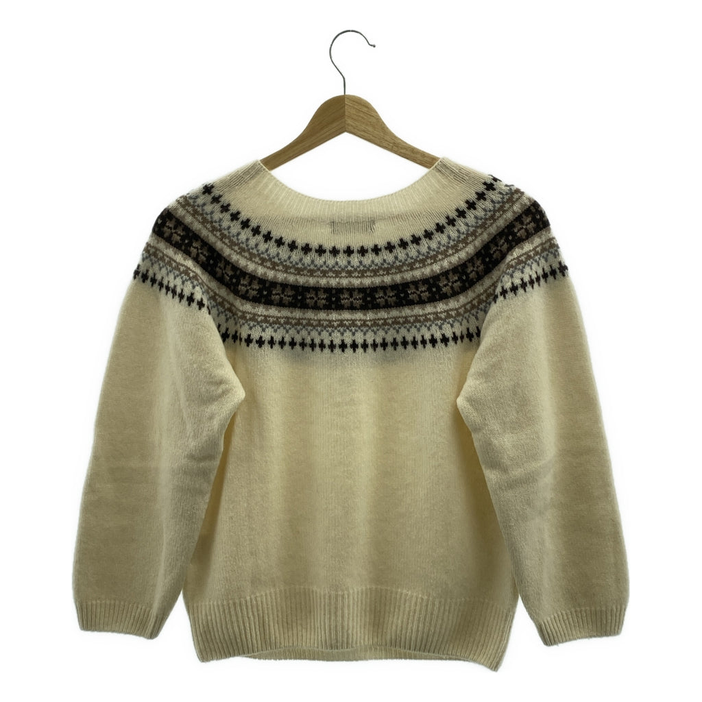 MARGARET HOWELL / マーガレットハウエル | フェアアイル柄 ウール カシミヤ クルーネック ニット | 2 | レディース