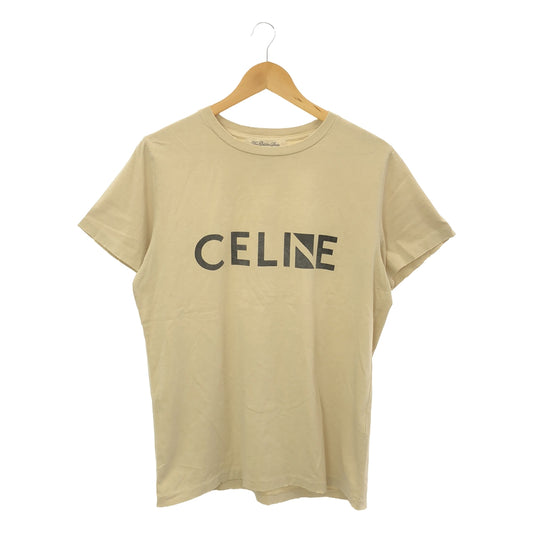 REMI RELIEF / レミレリーフ | ヴィンテージ加工 CELINEロゴ プリントTシャツ | L | ベージュ | レディース