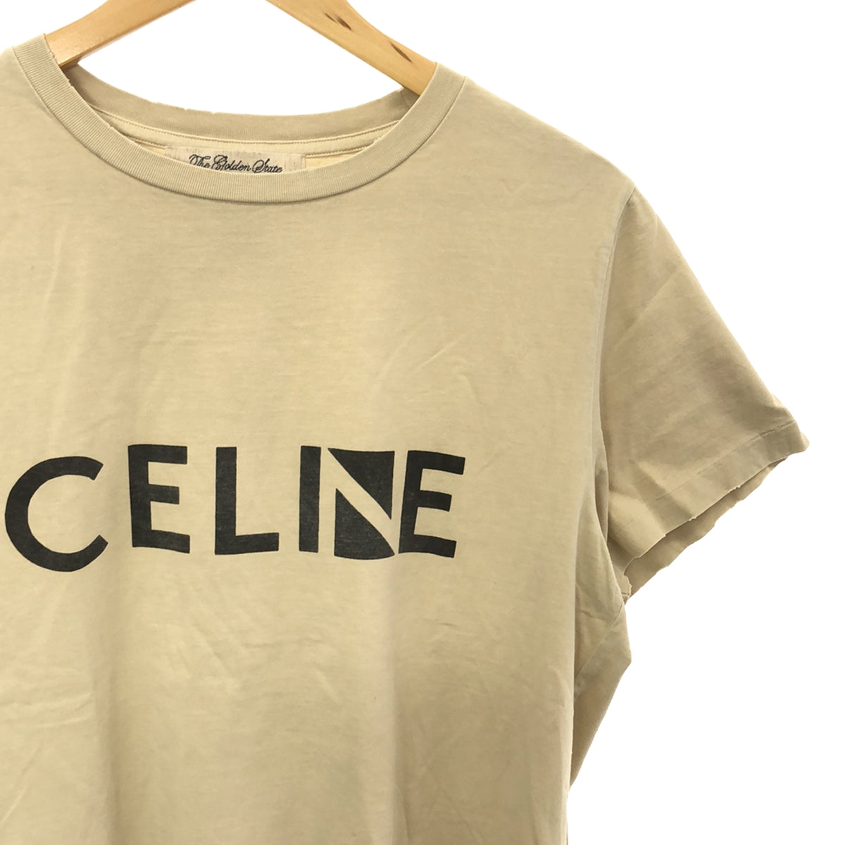 REMI RELIEF | Vintage CELINE logo print T-shirt | L | Beige | Women's