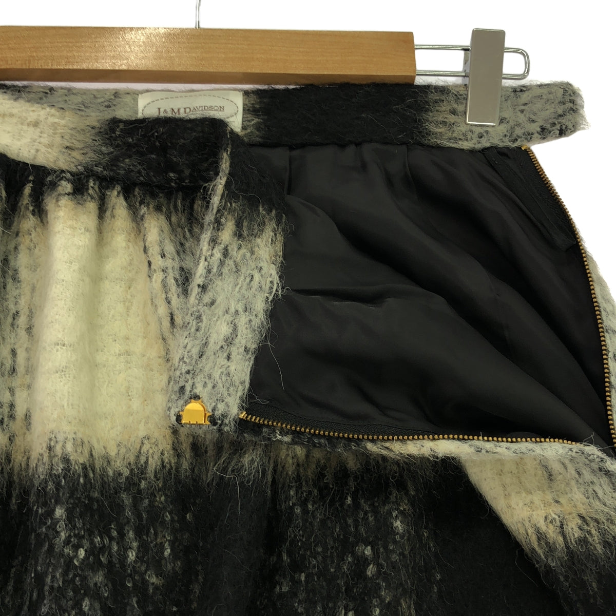 J&amp;M DAVIDSON / 제이앤엠 데이비슨 | 모헤어 알파카 혼합 플레어 스커트 | 6 | 블랙/베이지/화이트 | 여성