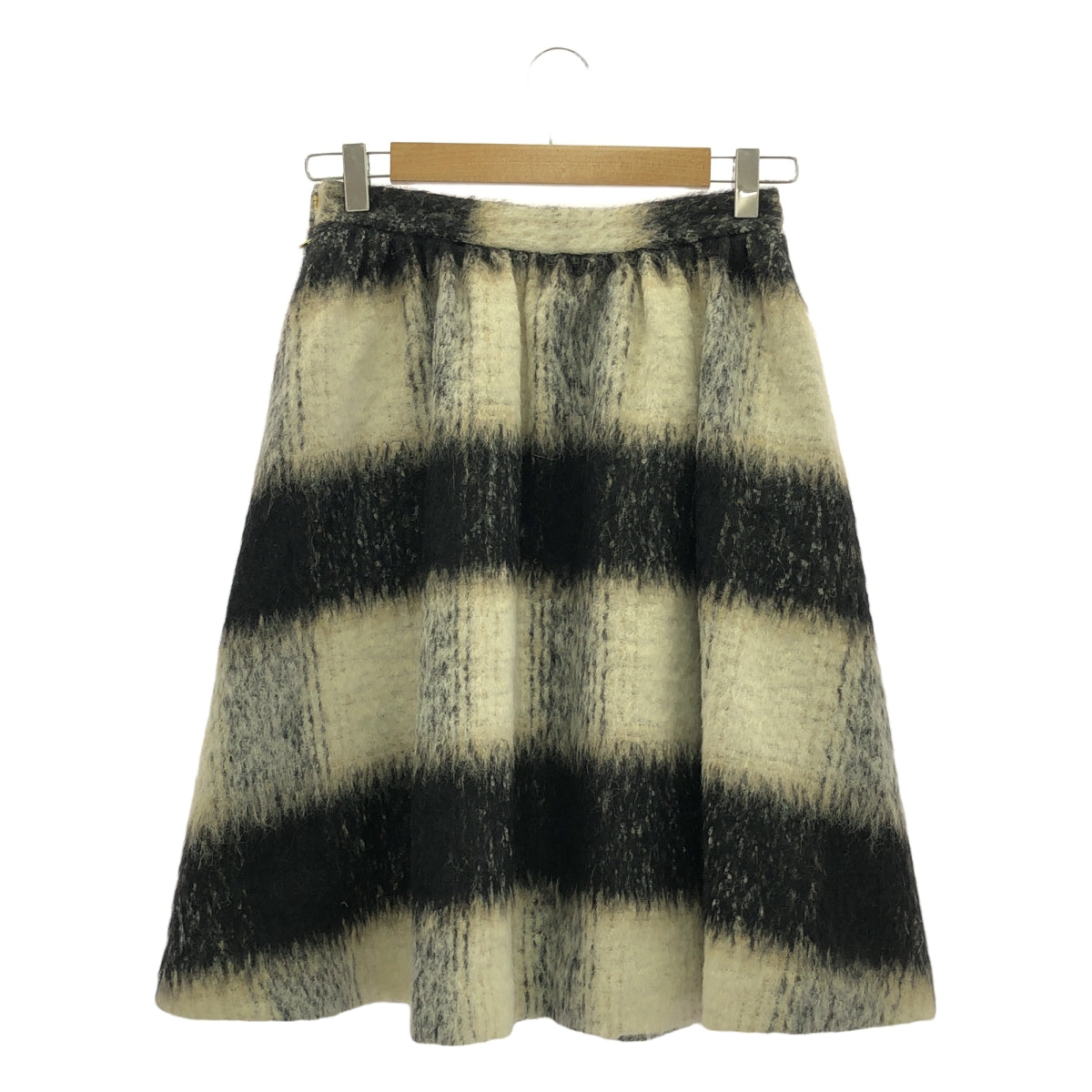 J&amp;M DAVIDSON / 제이앤엠 데이비슨 | 모헤어 알파카 혼합 플레어 스커트 | 6 | 블랙/베이지/화이트 | 여성