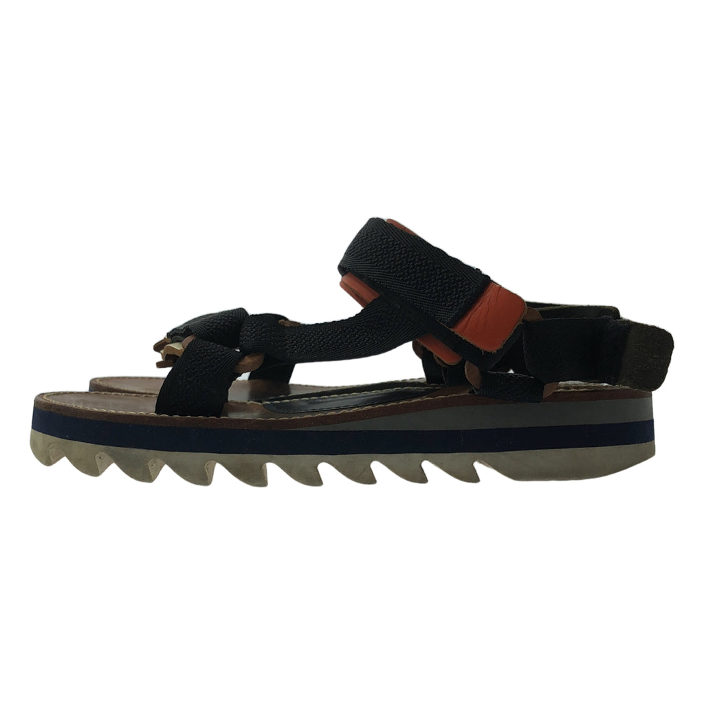 Hender scheme | Webb 皮革尼龍帶鯊魚底涼鞋 | 尺寸 5 | 棕色 | 男士
