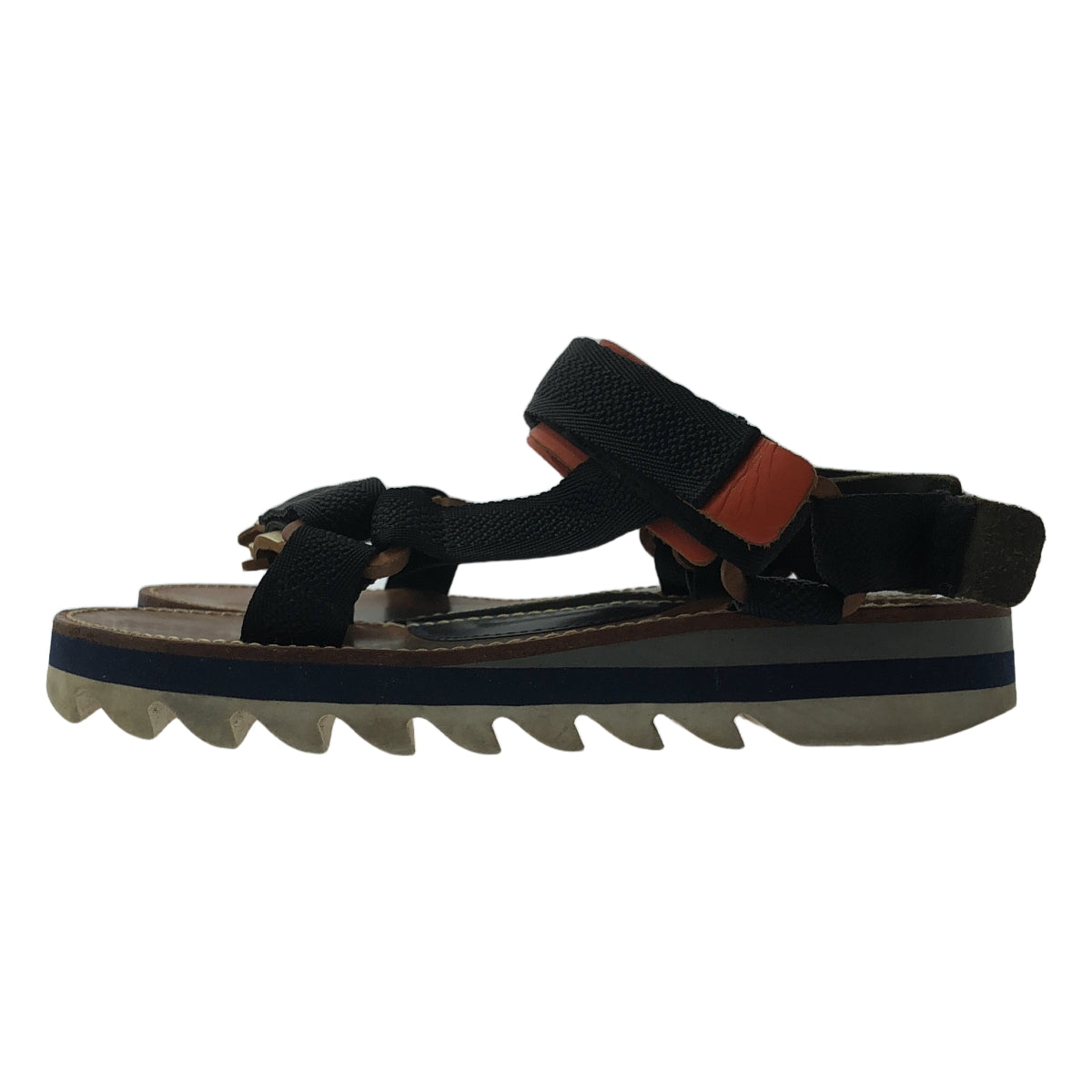 Hender scheme / 엔더 스키마 | Webb 웹 가죽 나일론 스트랩 상어 솔 샌들 | 5 | 브라운 | 남성