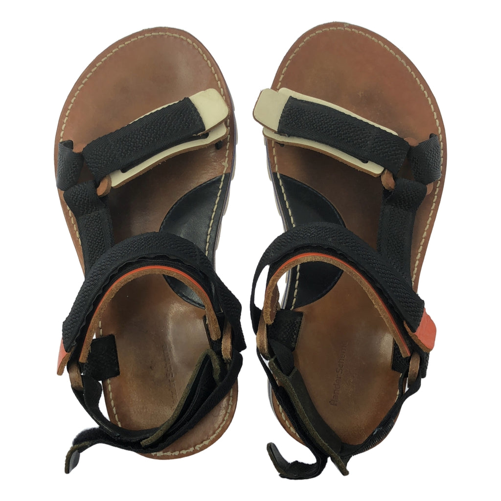 Hender scheme | Webb 皮革尼龍帶鯊魚底涼鞋 | 尺寸 5 | 棕色 | 男士